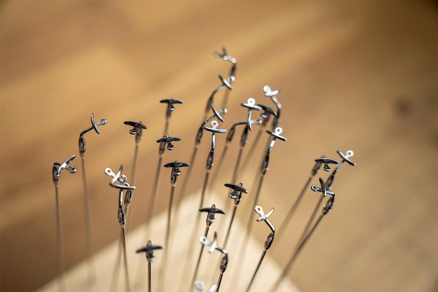 LUNOR frame parts soldered by hand, on pins